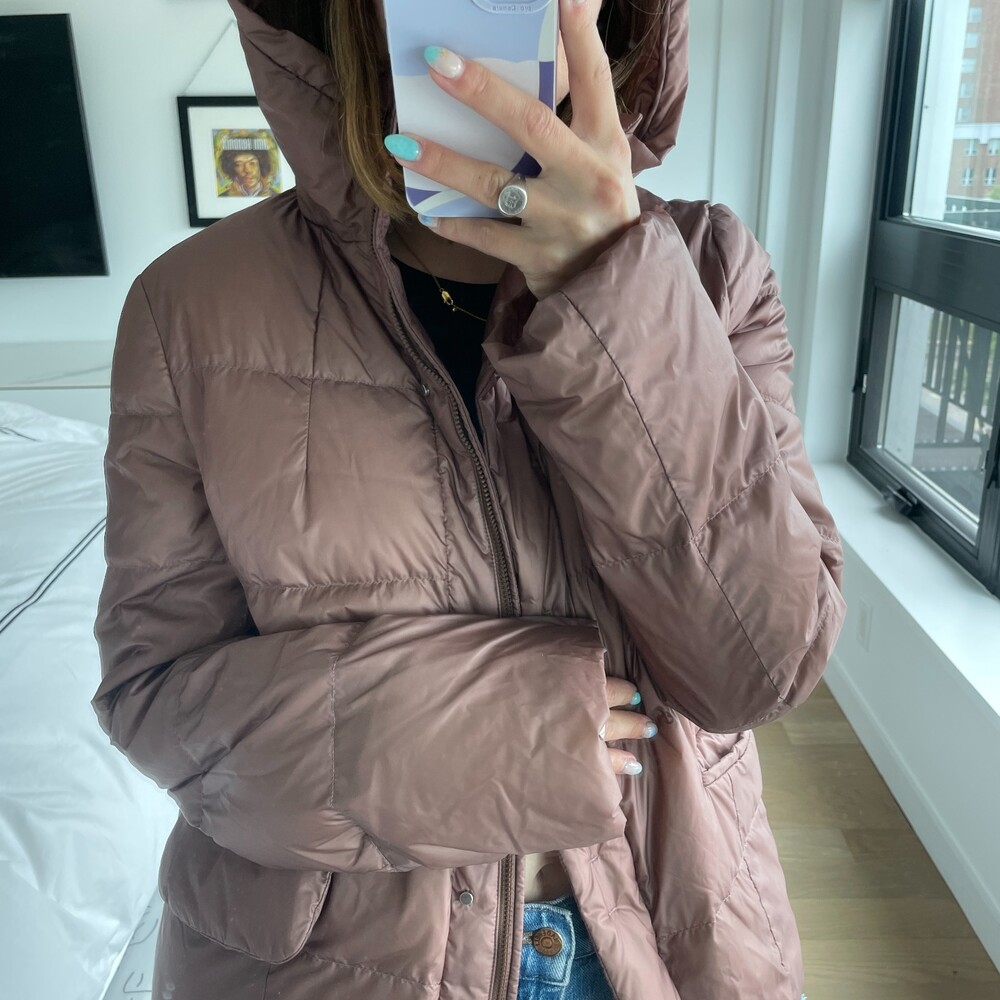Jil Sander Quilted Hooded Puffer Jacket Mauve Pink Size 36 US 10 - Picture 5 of 8